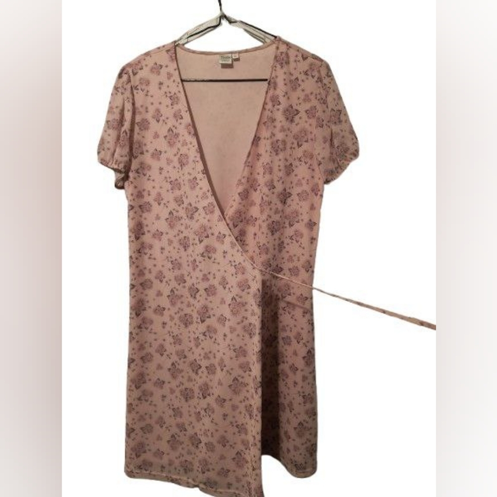Simons Twik Pink Floral Mini Wrap Dress - Size L (Fits Like M)